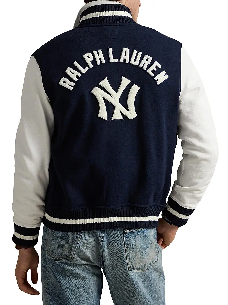 Polo Ralph Lauren Men's Yankees Fleece Bomber Jacket - Aviator Navy Deckwash White | Thumbnail 5