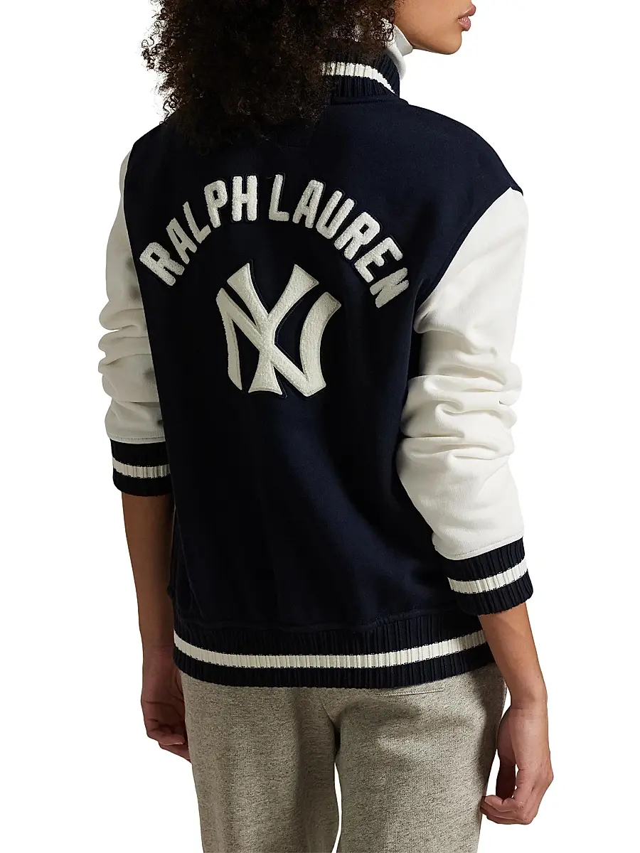 Polo Ralph Lauren Men's Yankees Fleece Bomber Jacket - Aviator Navy Deckwash White | Thumbnail 7