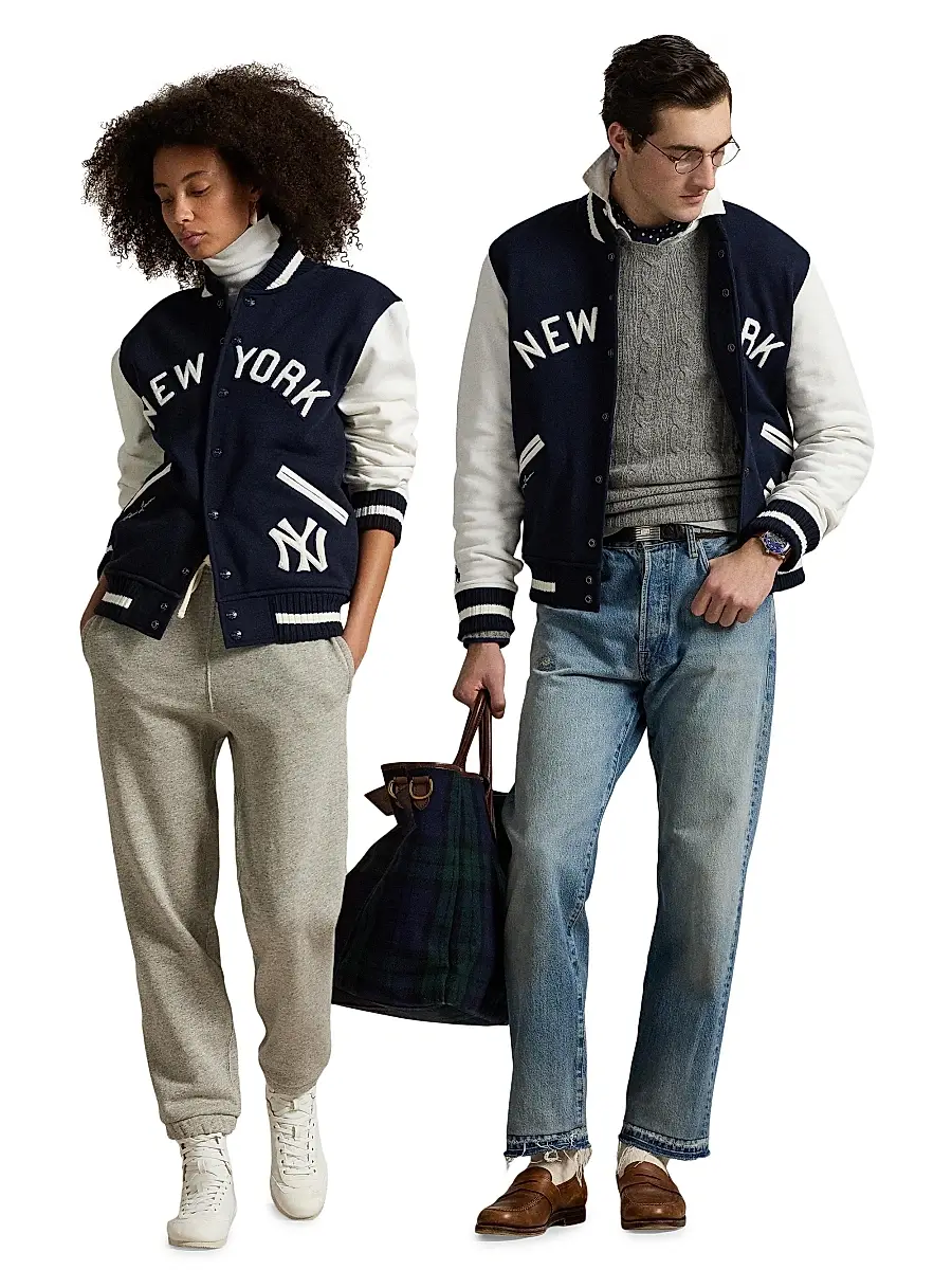 Polo Ralph Lauren Men's Yankees Fleece Bomber Jacket - Aviator Navy Deckwash White | Thumbnail 9