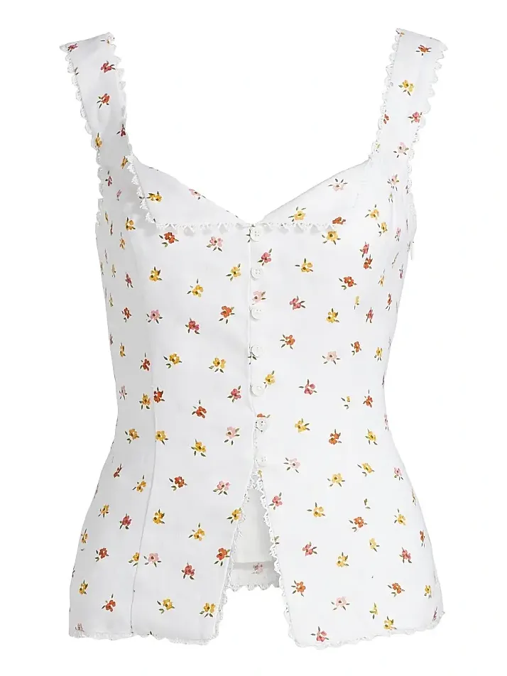 Women's Viola Floral Linen Top