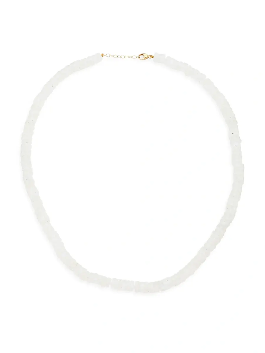 Women's Atlas Fancy Cut 14K Yellow Gold & Moonstone Necklace - White Women's Atlas Fancy Cut 14K Yellow Gold & Moonstone Necklace - White
