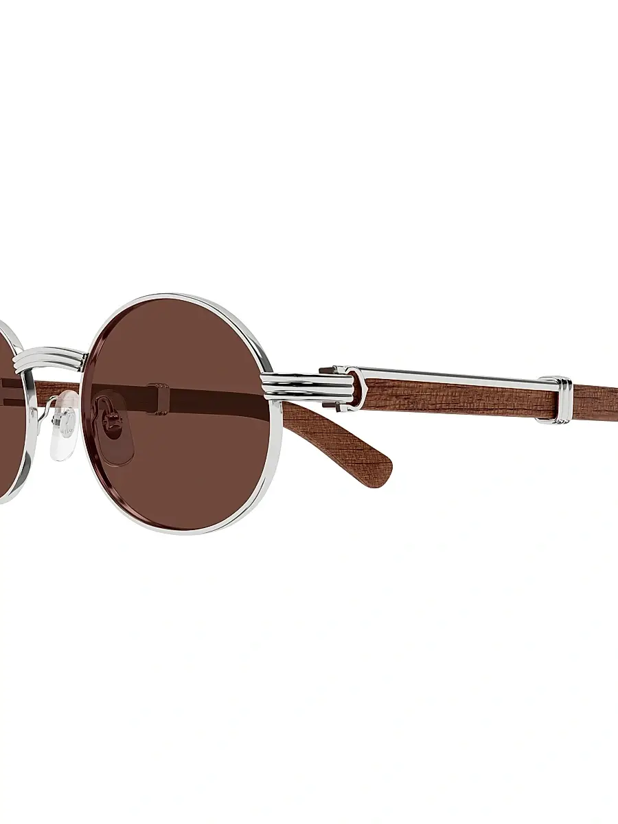 Cartier Men's Première De 53MM Oval Sunglasses - Silver Brown | Thumbnail 3