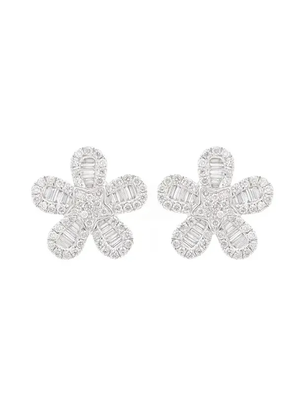 0.80ct Diamond 18K Gold Flower Earrings
