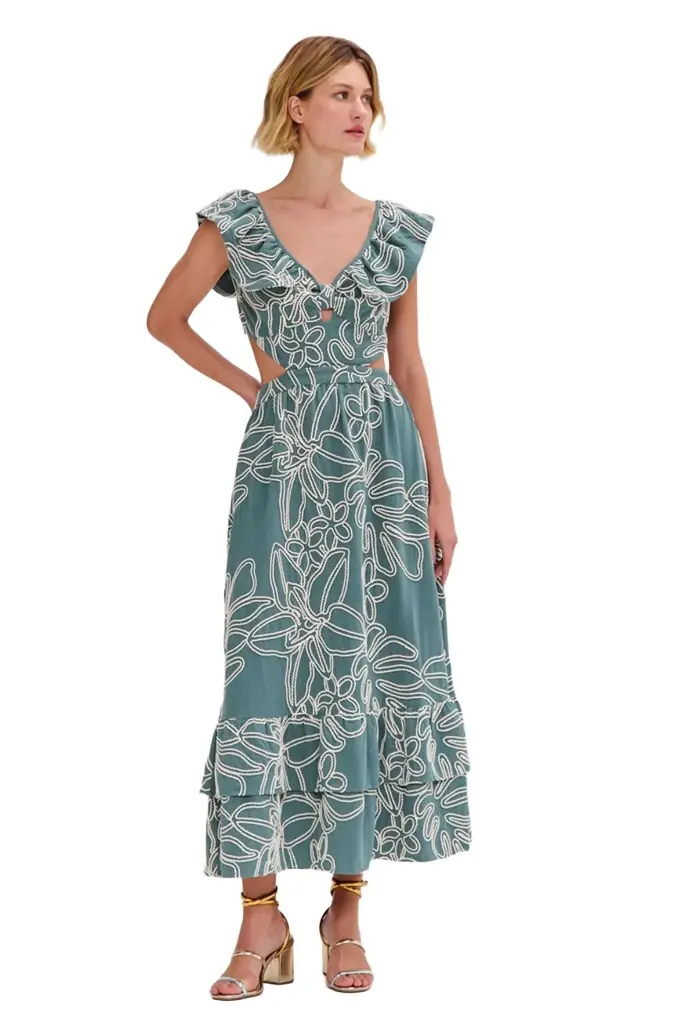 PatBo ASAS LINEN FLUTTER MIDI DRESS