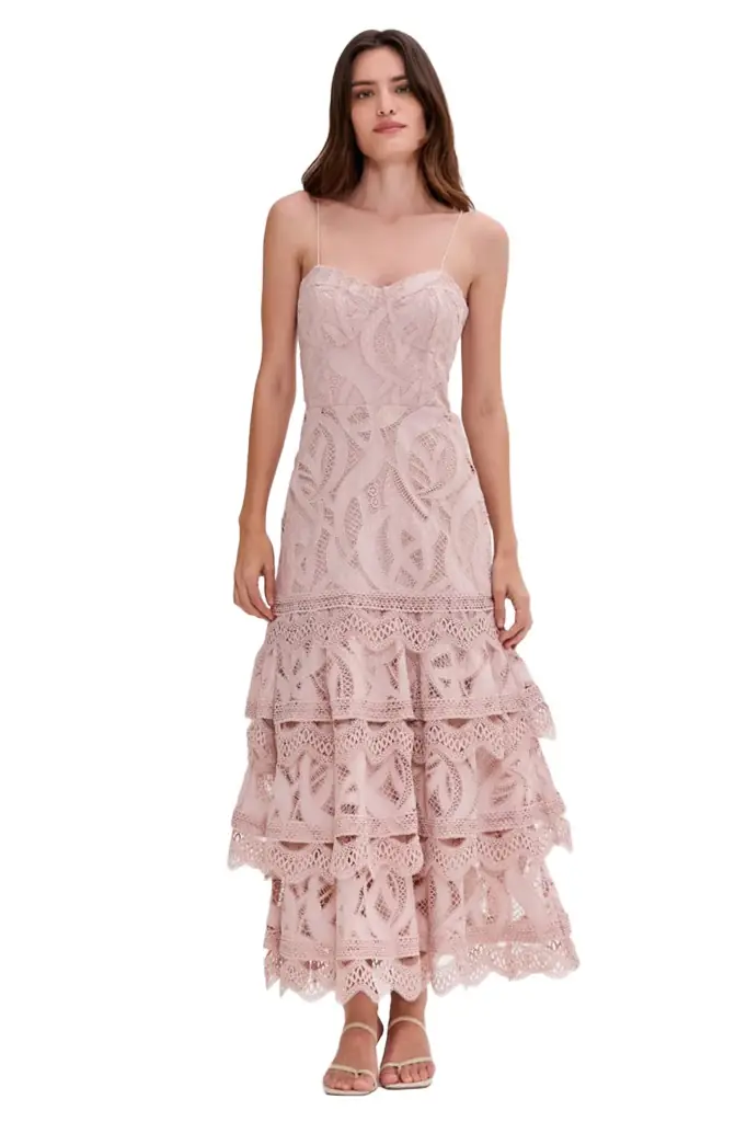 PatBo AURA LACE FLUTTER MIDI DRESS