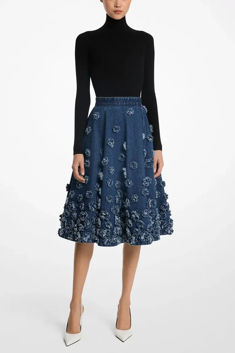 Michael Kors Collection Floral Denim Skirt | Thumbnail 2 Michael Kors Collection Floral Denim Skirt | Thumbnail 2