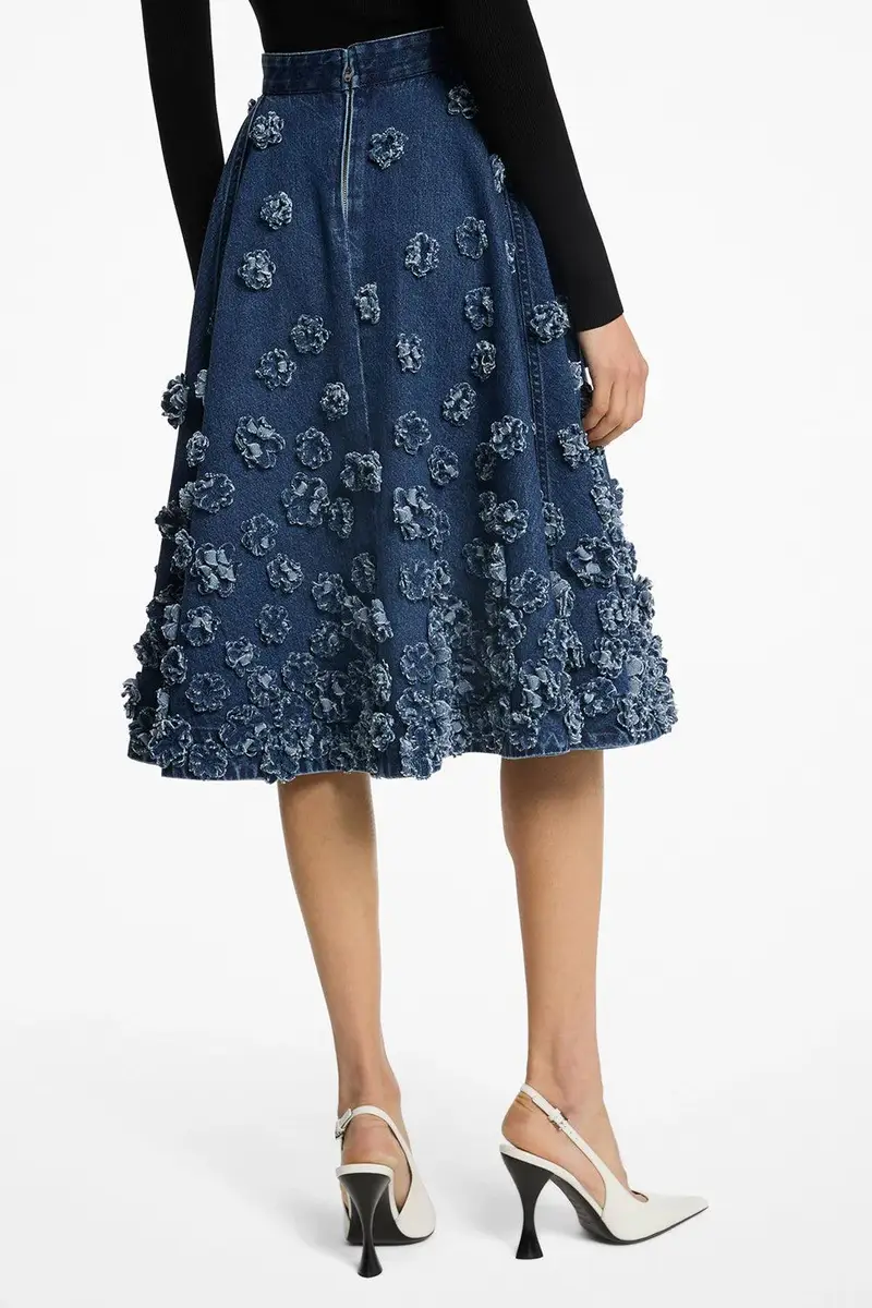 Michael Kors Collection Floral Denim Skirt | Thumbnail 4 Michael Kors Collection Floral Denim Skirt | Thumbnail 4