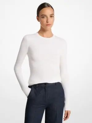 Michael Kors Collection Super Cashmere Long-Sleeve Shirt in White | Thumbnail 2 Michael Kors Collection Super Cashmere Long-Sleeve Shirt in White | Thumbnail 2