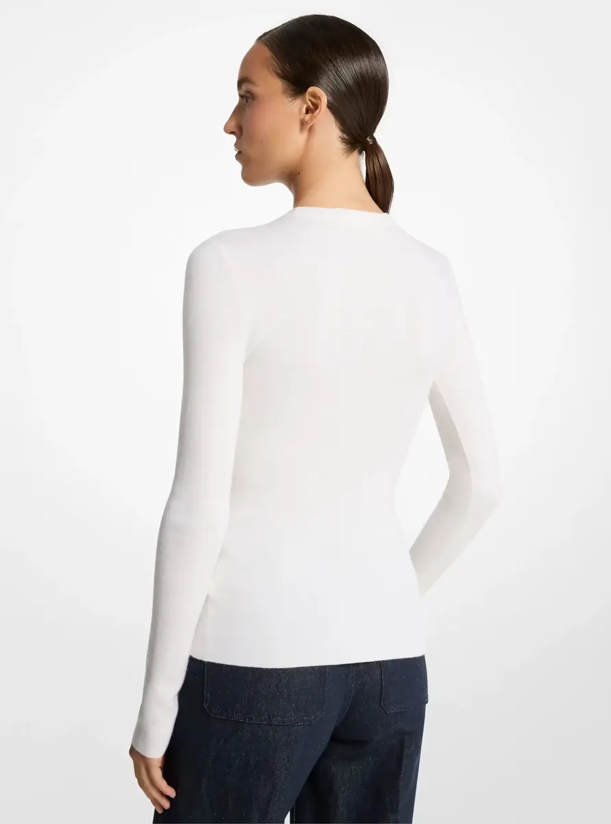 Michael Kors Collection Super Cashmere Long-Sleeve Shirt in White | Thumbnail 9 Michael Kors Collection Super Cashmere Long-Sleeve Shirt in White | Thumbnail 9