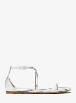 Michael Kors Collection Polly Metallic Python Embossed Leather Sandal in Silver | Thumbnail 3 Michael Kors Collection Polly Metallic Python Embossed Leather Sandal in Silver | Thumbnail 3