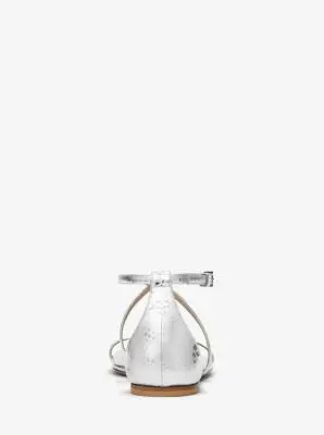 Michael Kors Collection Polly Metallic Python Embossed Leather Sandal in Silver | Thumbnail 4 Michael Kors Collection Polly Metallic Python Embossed Leather Sandal in Silver | Thumbnail 4