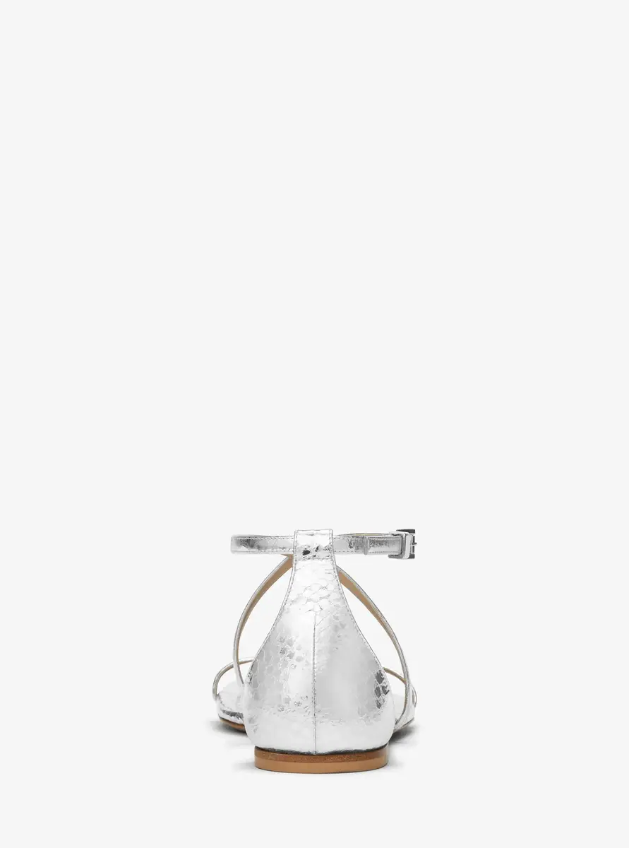 Michael Kors Collection Polly Metallic Python Embossed Leather Sandal in Silver | Thumbnail 6 Michael Kors Collection Polly Metallic Python Embossed Leather Sandal in Silver | Thumbnail 6