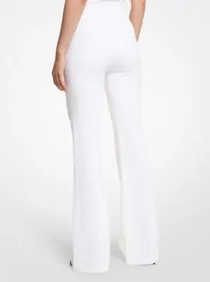 Michael Kors Collection Brooke Double Crepe Sablé Flared Pants in White | Thumbnail 2 Michael Kors Collection Brooke Double Crepe Sablé Flared Pants in White | Thumbnail 2