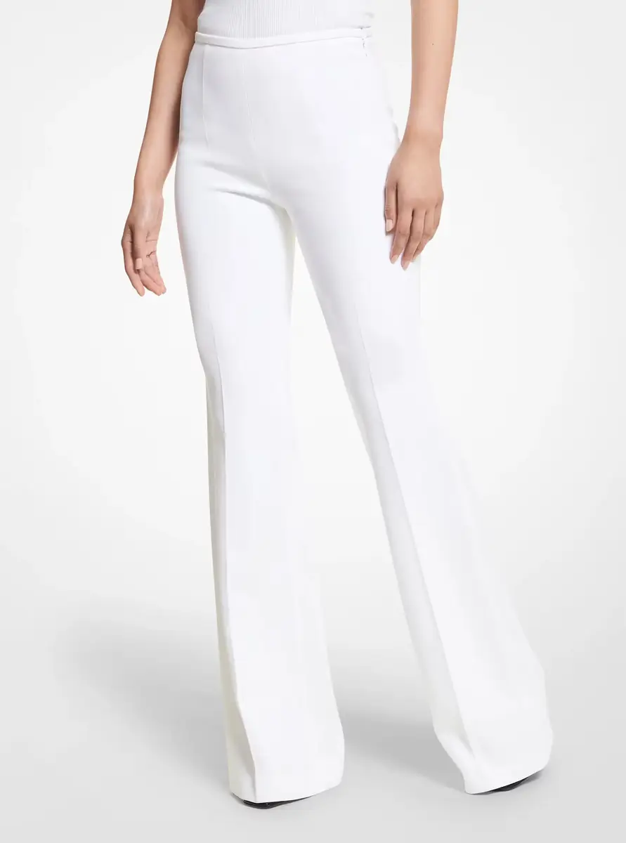 Michael Kors Collection Brooke Double Crepe Sablé Flared Pants in White | Thumbnail 6 Michael Kors Collection Brooke Double Crepe Sablé Flared Pants in White | Thumbnail 6
