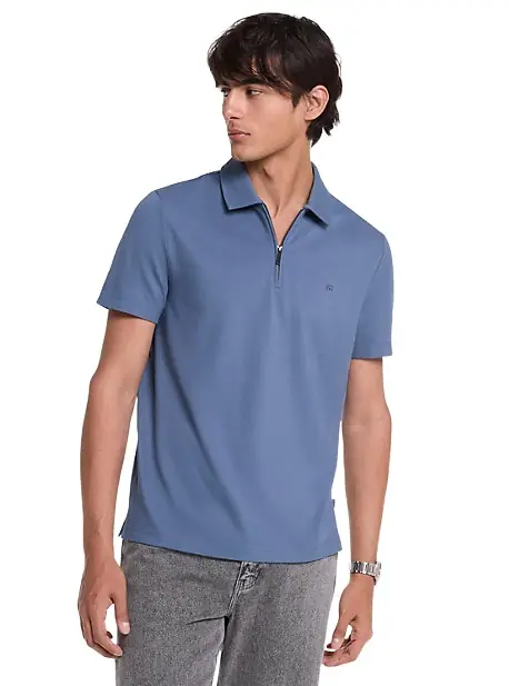 Michael Kors Collection Cotton Blend Piqué Zip-Up Polo Shirt in White