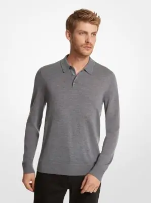 Michael Kors Collection Merino Wool Polo Sweater in Black | Thumbnail 2 Michael Kors Collection Merino Wool Polo Sweater in Black | Thumbnail 2