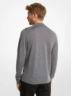 Michael Kors Collection Merino Wool Polo Sweater in Black | Thumbnail 3 Michael Kors Collection Merino Wool Polo Sweater in Black | Thumbnail 3