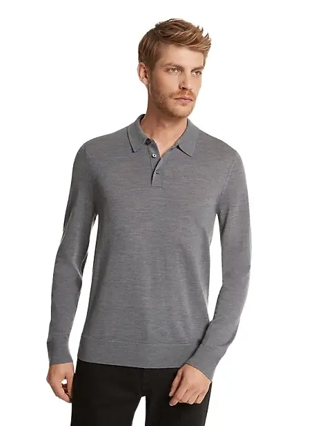Michael Kors Collection Merino Wool Polo Sweater in Black
