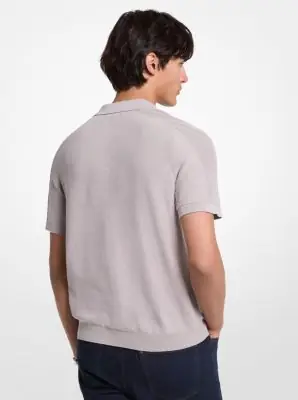 Michael Kors Collection Cotton Mouliné Polo Shirt in Blue | Thumbnail 3 Michael Kors Collection Cotton Mouliné Polo Shirt in Blue | Thumbnail 3