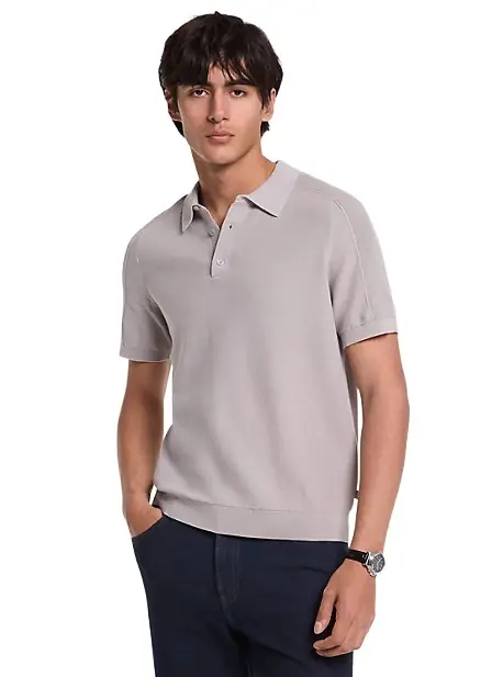 Michael Kors Collection Cotton Mouliné Polo Shirt in Blue
