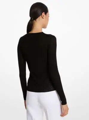 Michael Kors Collection Hutton Ribbed Superfine Linen-and-Cotton Blend Sweater in Black | Thumbnail 3 Michael Kors Collection Hutton Ribbed Superfine Linen-and-Cotton Blend Sweater in Black | Thumbnail 3