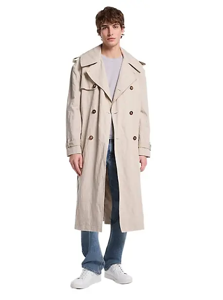 Michael Kors Collection Inox Oversized Cotton Blend Trench Coat in Natural