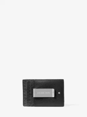 Michael Kors Collection Hudson Pebbled Leather and Signature Logo Money Clip Card Case in Black - One Size by Michael Kors Mens | Thumbnail 3
