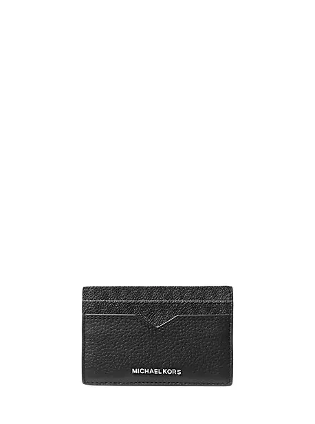 Michael Kors Collection Hudson Pebbled Leather and Signature Logo Money Clip Card Case in Black - One Size by Michael Kors Mens