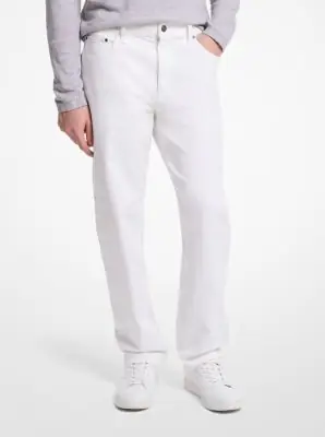 Michael Kors Collection Finn Straight-Fit Stretch Denim Jeans in White | Thumbnail 2 Michael Kors Collection Finn Straight-Fit Stretch Denim Jeans in White | Thumbnail 2