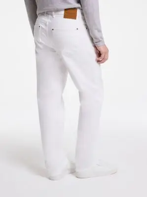 Michael Kors Collection Finn Straight-Fit Stretch Denim Jeans in White | Thumbnail 3 Michael Kors Collection Finn Straight-Fit Stretch Denim Jeans in White | Thumbnail 3