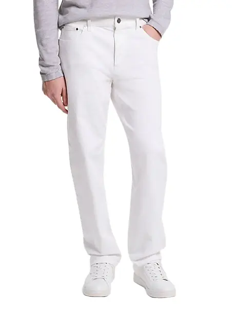 Michael Kors Collection Finn Straight-Fit Stretch Denim Jeans in White
