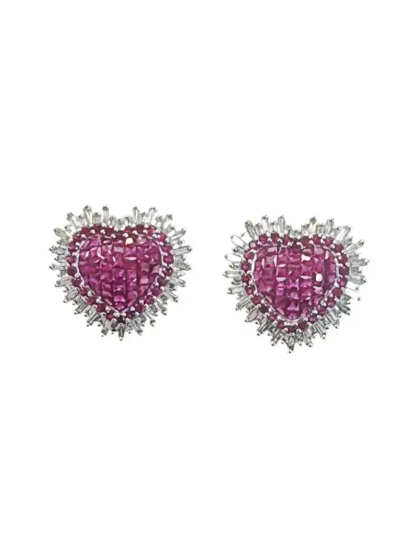 3.74ct Diamond Ruby 18K Gold Earrings 3.74ct Diamond Ruby 18K Gold Earrings