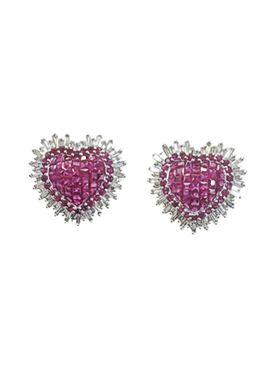 3.74ct Diamond Ruby 18K Gold Earrings