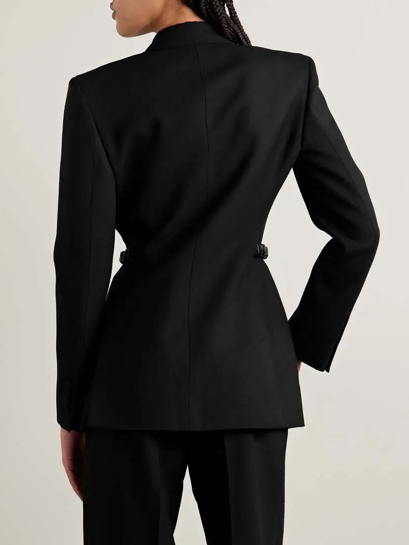 Gabriela Hearst Epona Embellished Leather-trimmed Wool Blazer | Thumbnail 3 Gabriela Hearst Epona Embellished Leather-trimmed Wool Blazer | Thumbnail 3