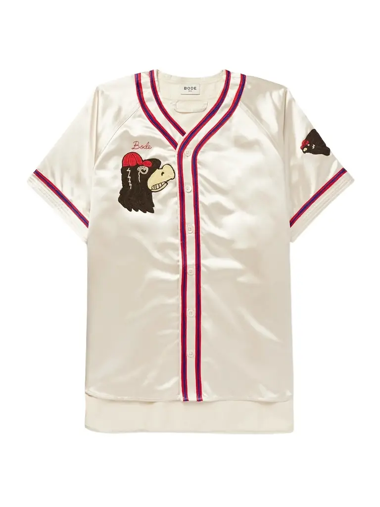 BODE Redtail Appliquéd Embroidered Satin Shirt - Men | Image 1 BODE Redtail Appliquéd Embroidered Satin Shirt - Men | Image 1