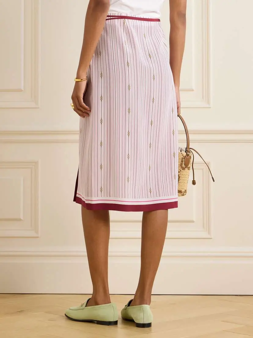 Gucci Printed Striped Wrap-effect Silk Midi Skirt | Thumbnail 3 Gucci Printed Striped Wrap-effect Silk Midi Skirt | Thumbnail 3