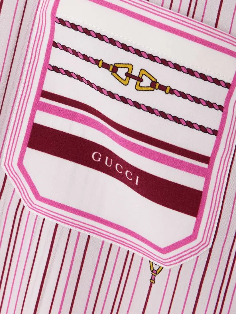 Gucci Printed Striped Wrap-effect Silk Midi Skirt | Thumbnail 4 Gucci Printed Striped Wrap-effect Silk Midi Skirt | Thumbnail 4