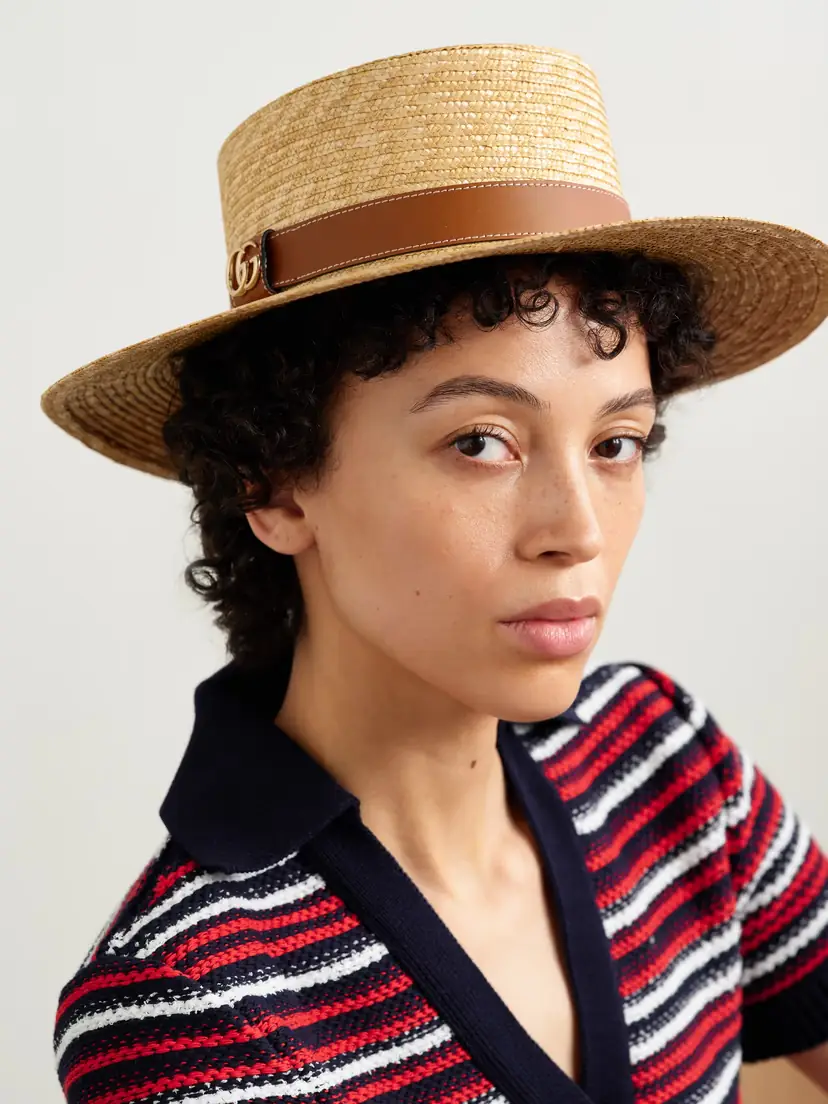 Gucci Leather-trimmed Straw Hat | Thumbnail 2