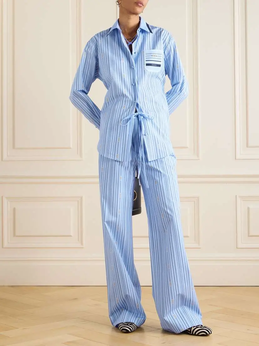 Gucci Tie-neck Printed Cotton-poplin Shirt | Thumbnail 2 Gucci Tie-neck Printed Cotton-poplin Shirt | Thumbnail 2