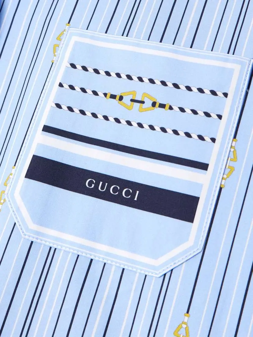 Gucci Tie-neck Printed Cotton-poplin Shirt | Thumbnail 5 Gucci Tie-neck Printed Cotton-poplin Shirt | Thumbnail 5