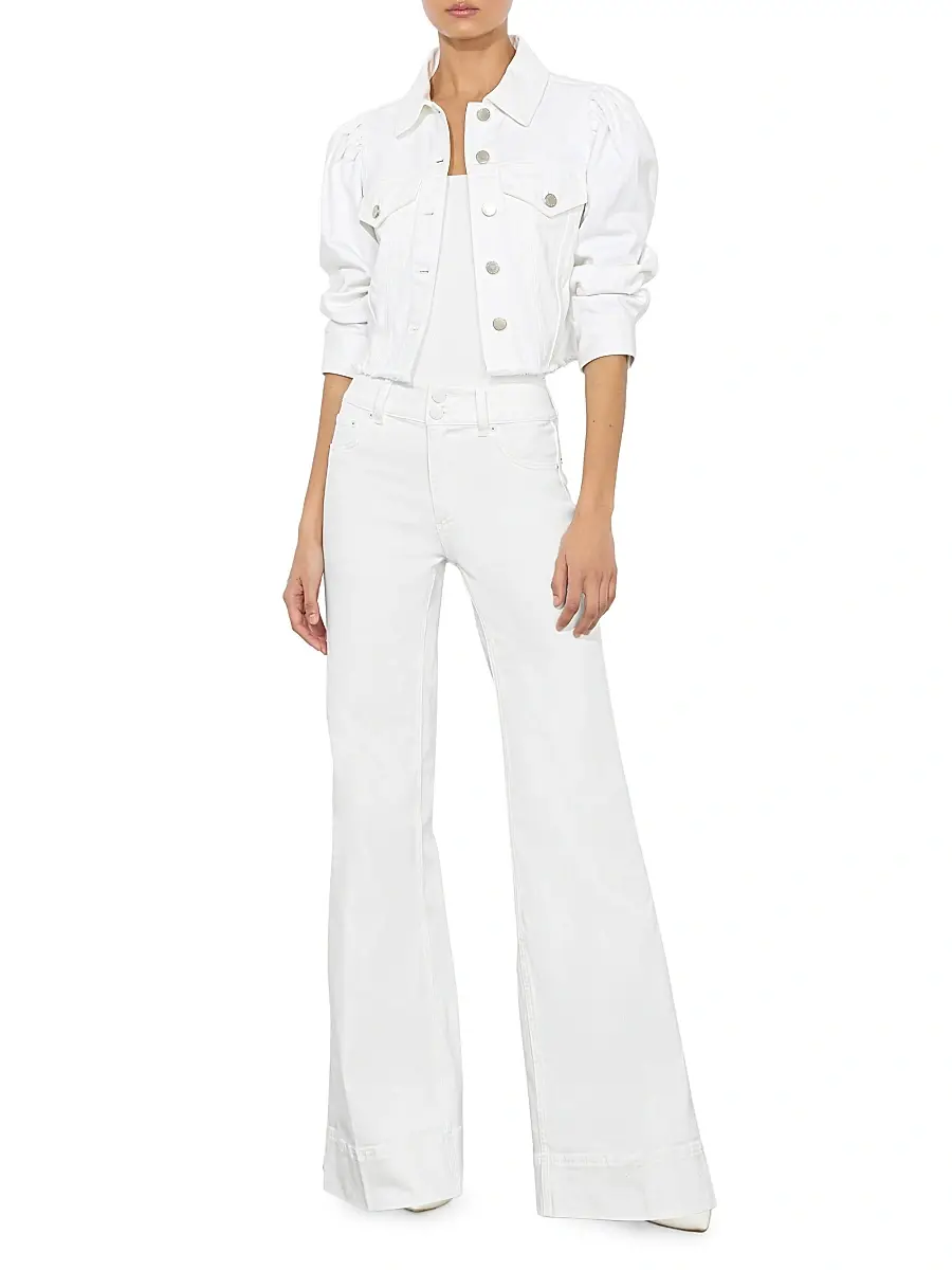 Alice + Olivia Women's Lana Denim Puff-Sleeve Jacket | Thumbnail 2