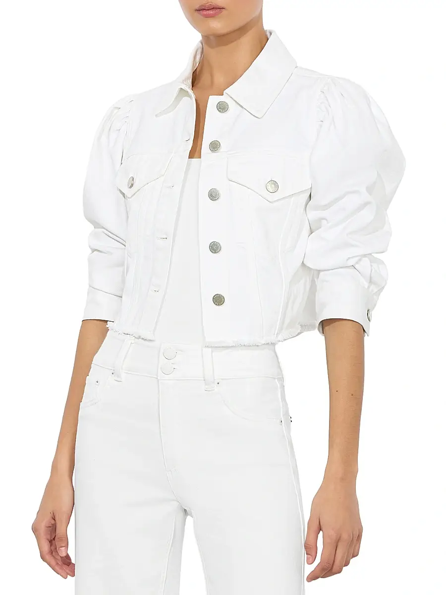 Alice + Olivia Women's Lana Denim Puff-Sleeve Jacket | Thumbnail 3