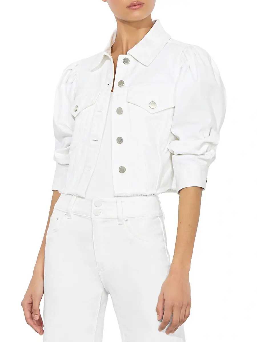 Alice + Olivia Women's Lana Denim Puff-Sleeve Jacket | Thumbnail 4