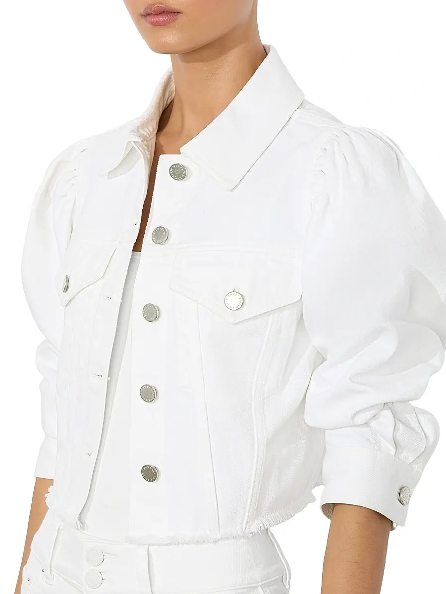 Alice + Olivia Women's Lana Denim Puff-Sleeve Jacket | Thumbnail 6