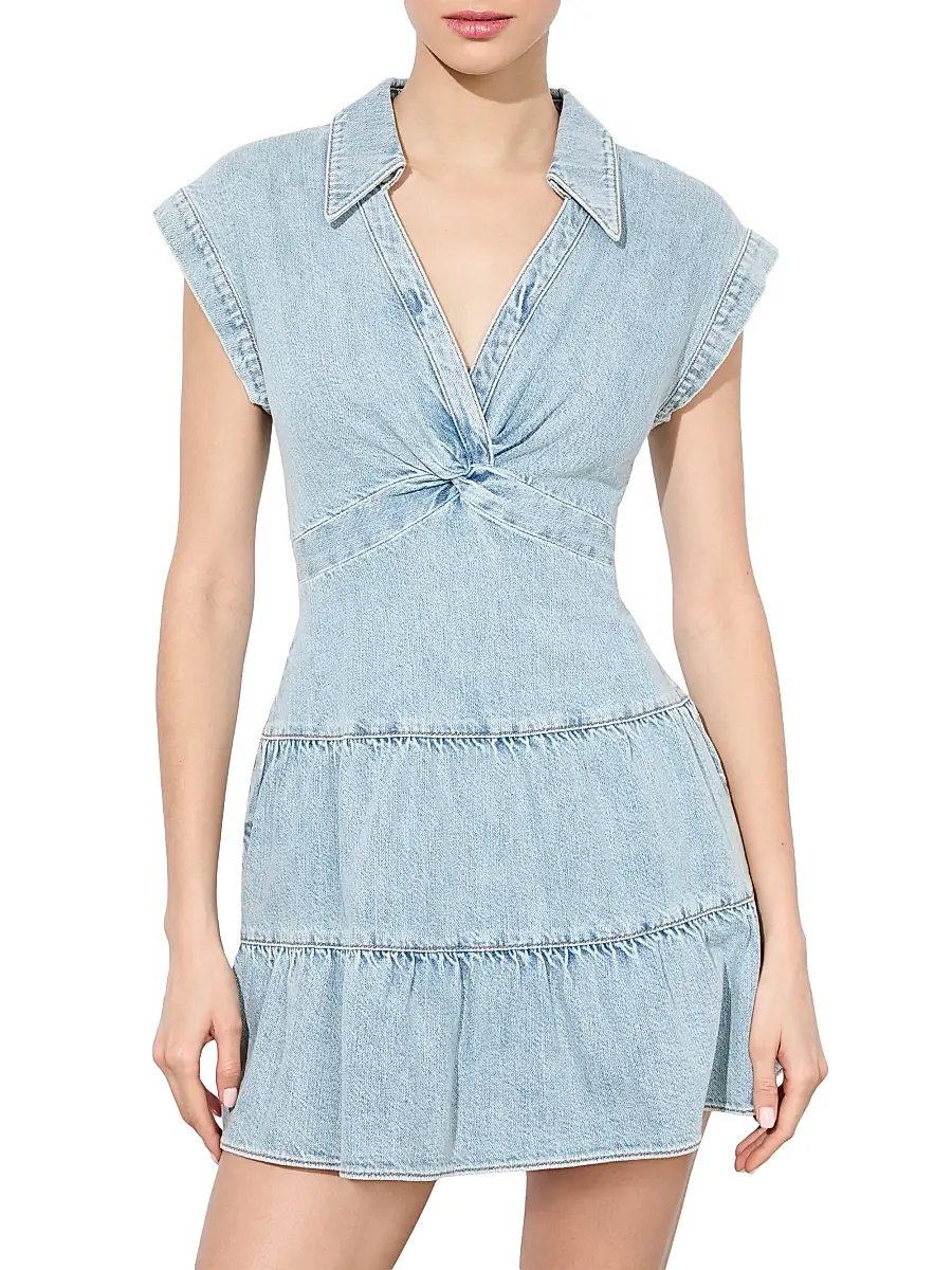 Alice + Olivia Women's Mila Denim Twist Minidress | Thumbnail 3 Alice + Olivia Women's Mila Denim Twist Minidress | Thumbnail 3