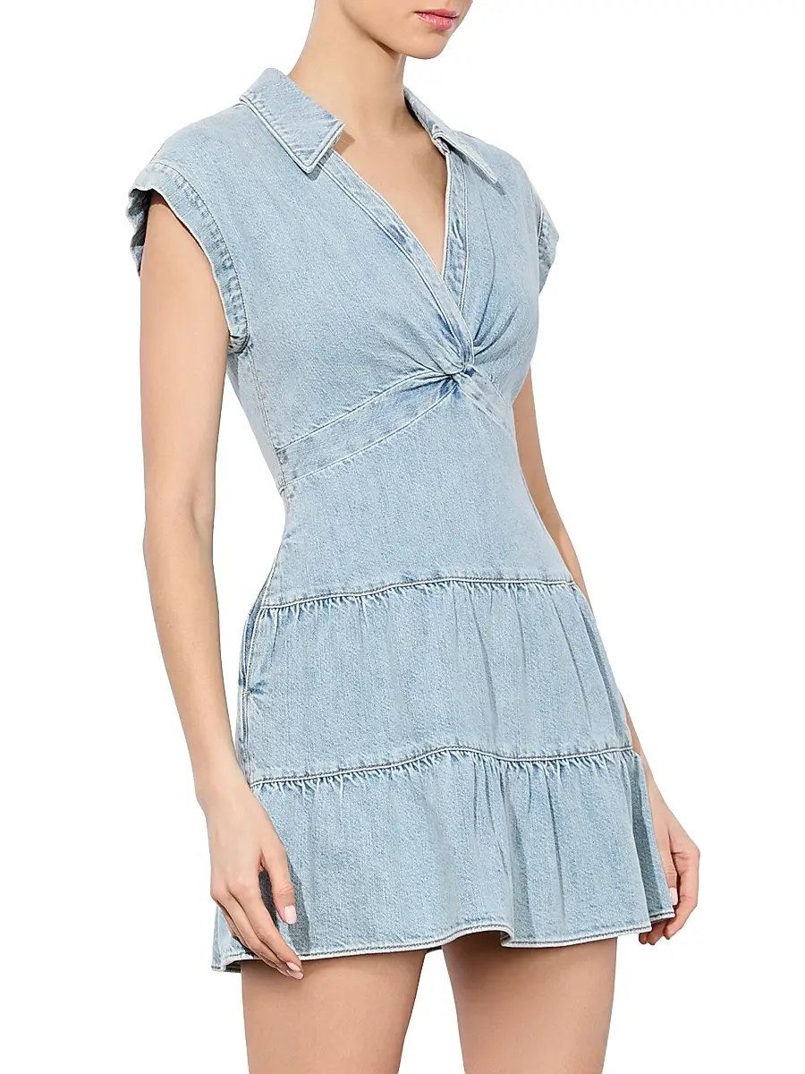Alice + Olivia Women's Mila Denim Twist Minidress | Thumbnail 4 Alice + Olivia Women's Mila Denim Twist Minidress | Thumbnail 4