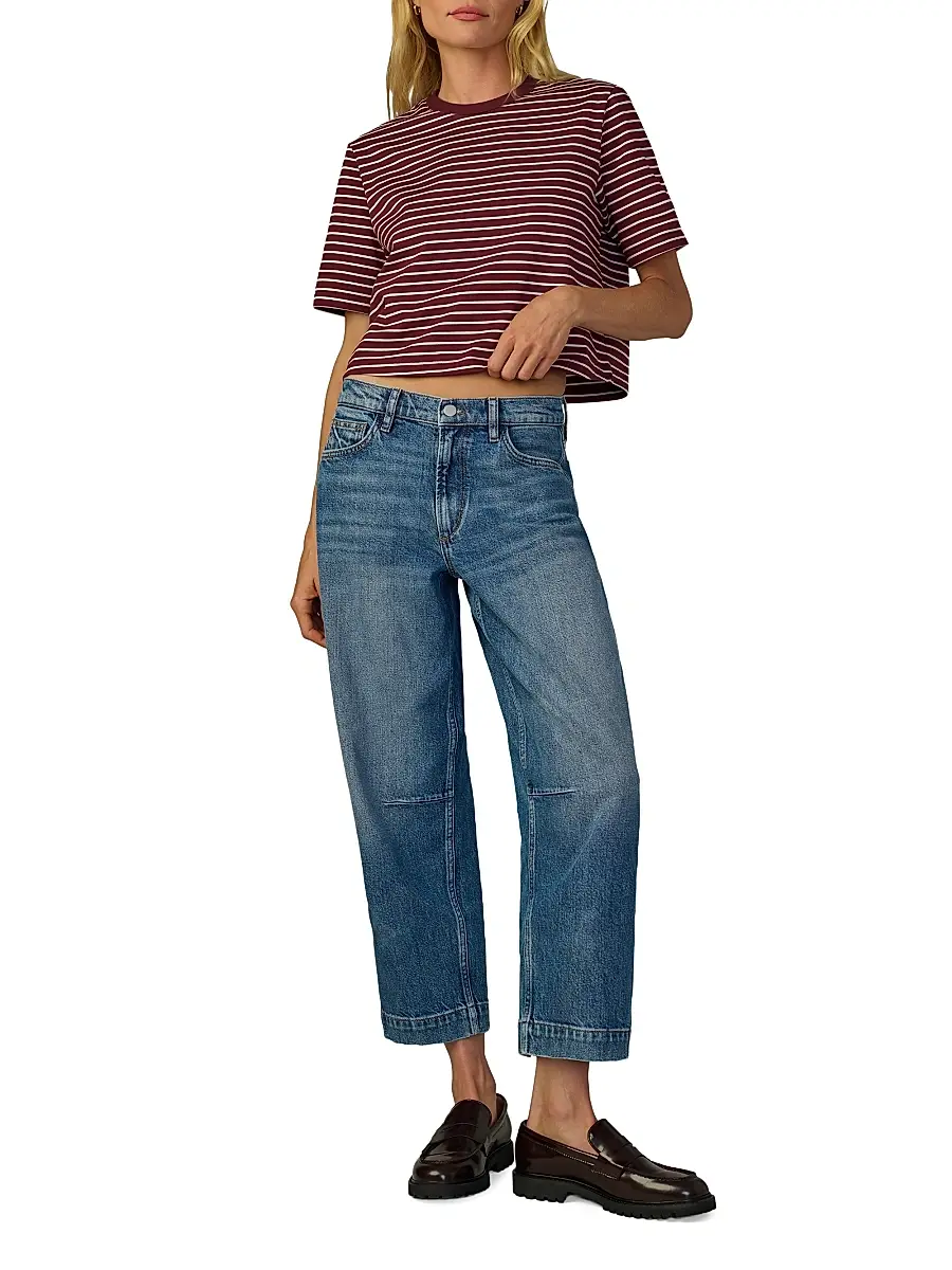 Joe's Jeans Women's The Boxy Striped Cotton Crewneck T-Shirt | Thumbnail 2 Joe's Jeans Women's The Boxy Striped Cotton Crewneck T-Shirt | Thumbnail 2