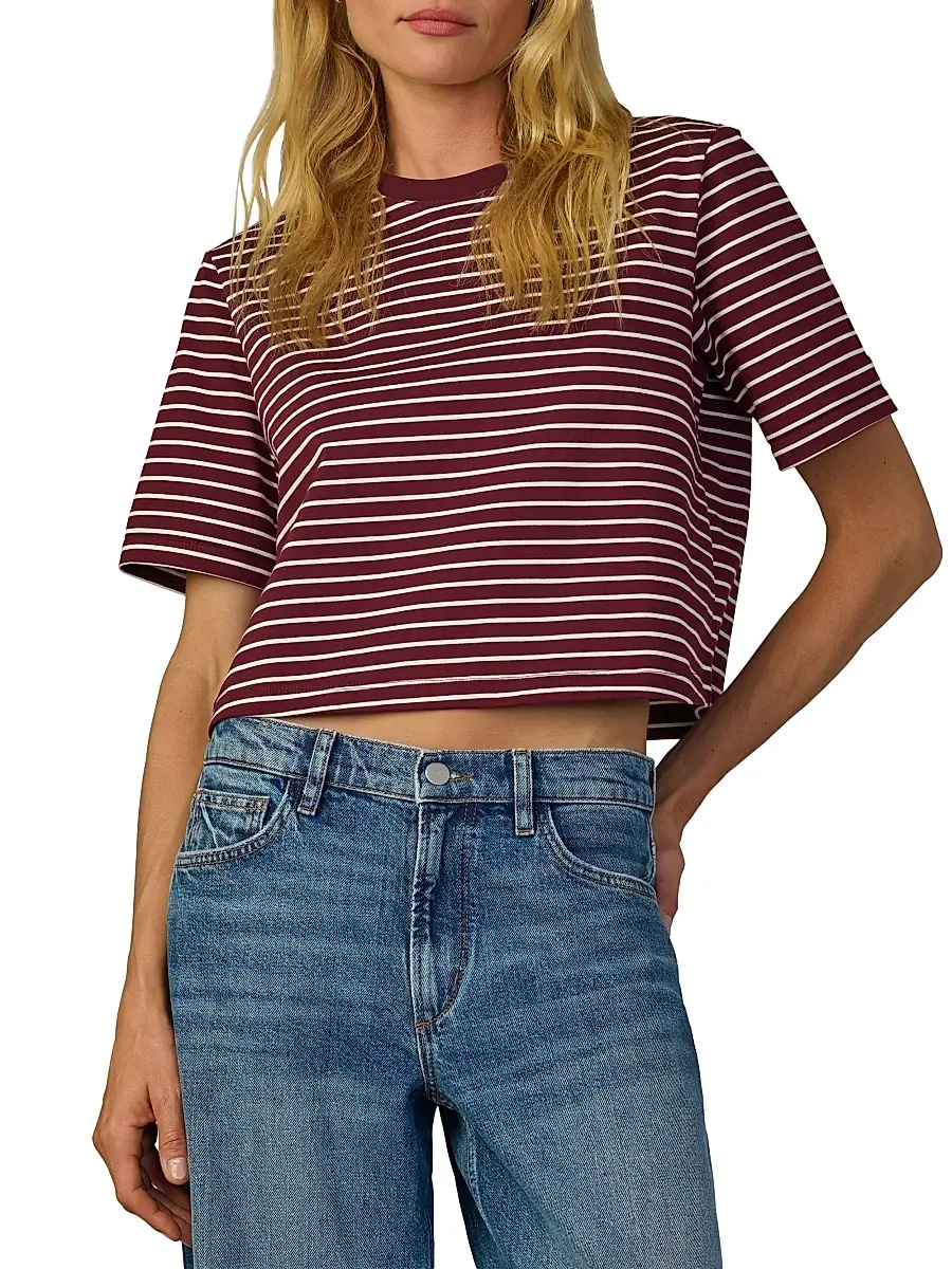 Joe's Jeans Women's The Boxy Striped Cotton Crewneck T-Shirt | Thumbnail 3 Joe's Jeans Women's The Boxy Striped Cotton Crewneck T-Shirt | Thumbnail 3