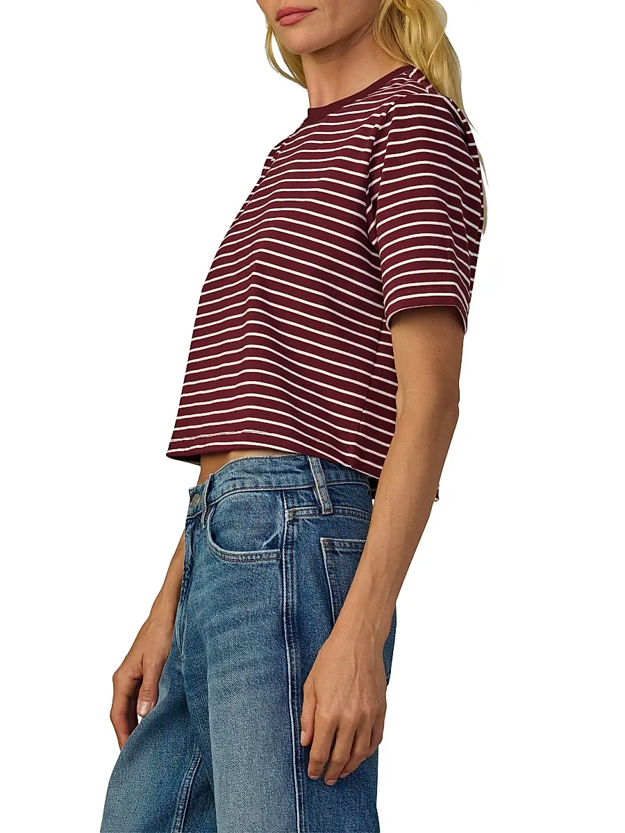 Joe's Jeans Women's The Boxy Striped Cotton Crewneck T-Shirt | Thumbnail 4 Joe's Jeans Women's The Boxy Striped Cotton Crewneck T-Shirt | Thumbnail 4