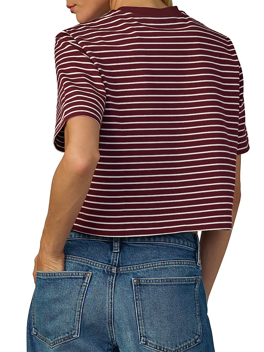 Joe's Jeans Women's The Boxy Striped Cotton Crewneck T-Shirt | Thumbnail 5 Joe's Jeans Women's The Boxy Striped Cotton Crewneck T-Shirt | Thumbnail 5